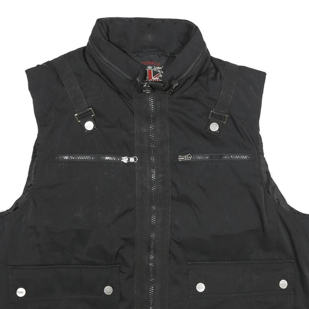 COOGI Mens Black Zip Jacket 2XL Polyester Plain Functional Pockets Sleeveless