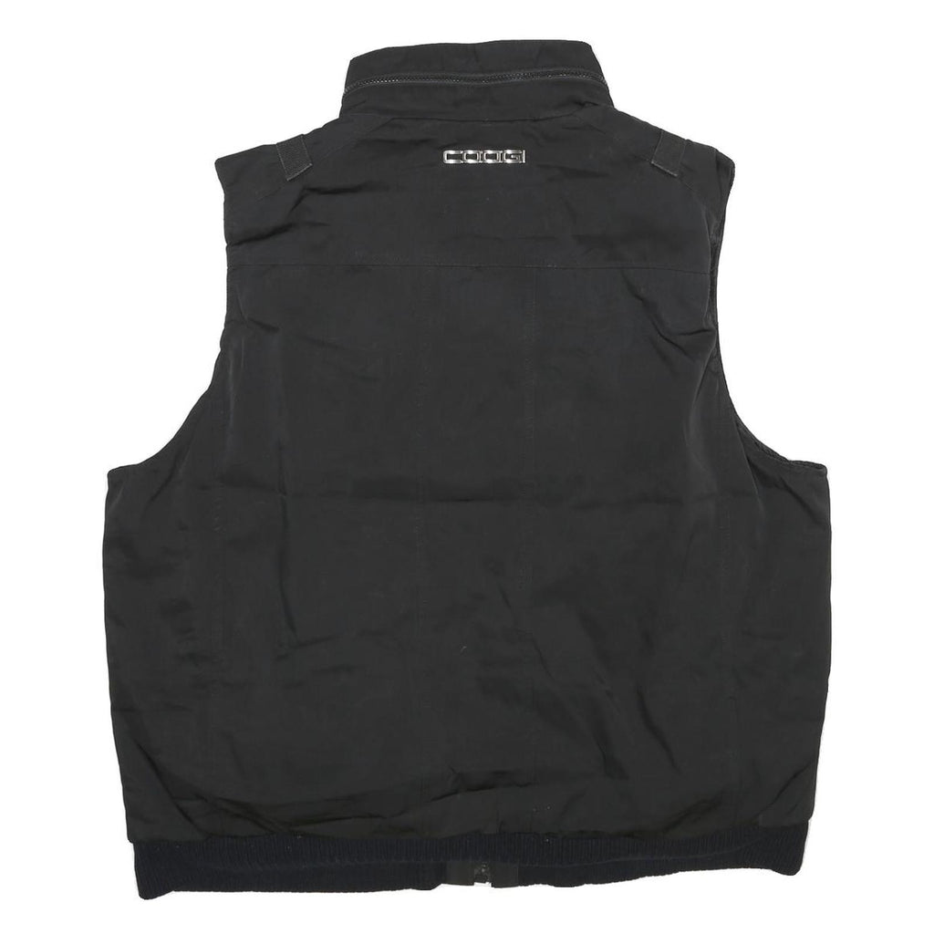 COOGI Mens Black Zip Jacket 2XL Polyester Plain Functional Pockets Sleeveless
