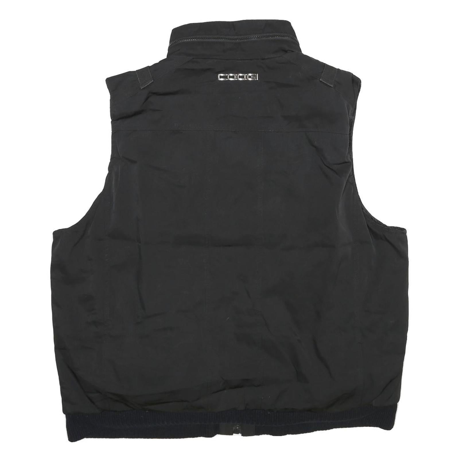 COOGI Mens Black Zip Jacket 2XL Polyester Plain Functional Pockets Sleeveless