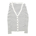 H&M Womens White & Black Striped Patterned Button Up Cardigan V-Neck Rib Knit XS