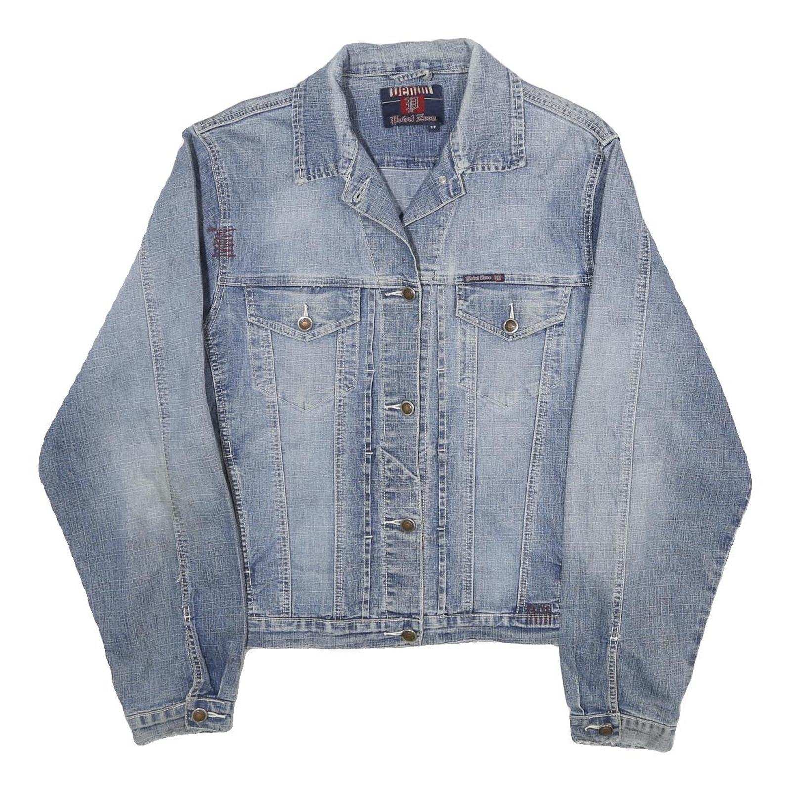 DENIM Womens Blue Button Cotton Denim Jacket S Classic Plain Casual Wear