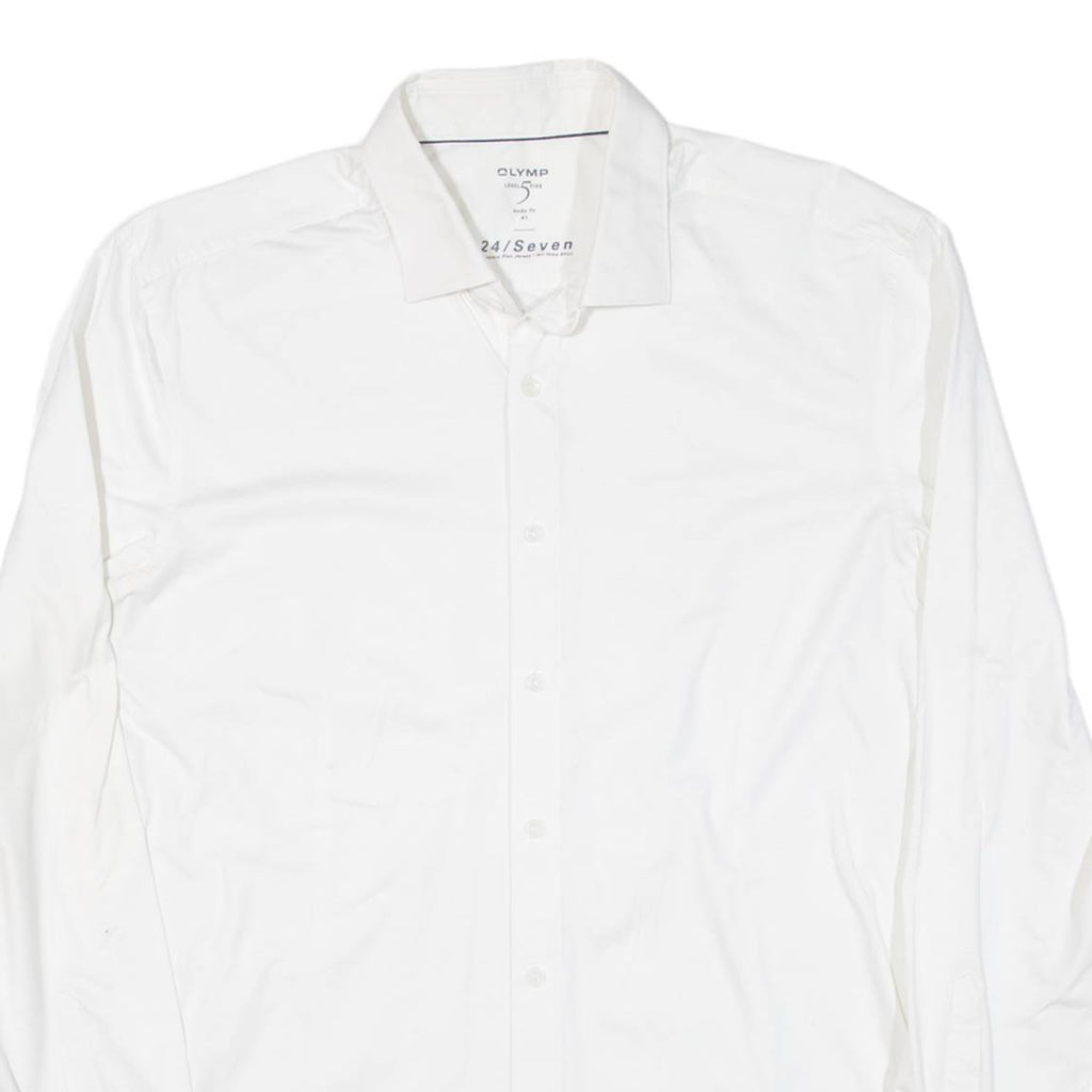OLYMP Mens Plain Shirt White Long Sleeve M