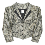 MEICO Womens Grey & Silver Floral Jacquard Classic Jacket M Polyester Blend Puff