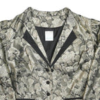 MEICO Womens Grey & Silver Floral Jacquard Classic Jacket M Polyester Blend Puff