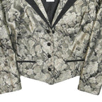 MEICO Womens Grey & Silver Floral Jacquard Classic Jacket M Polyester Blend Puff