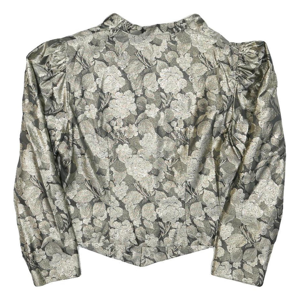 MEICO Womens Grey & Silver Floral Jacquard Classic Jacket M Polyester Blend Puff
