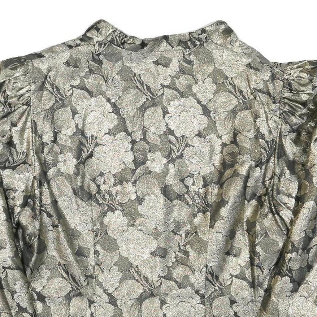 MEICO Womens Grey & Silver Floral Jacquard Classic Jacket M Polyester Blend Puff
