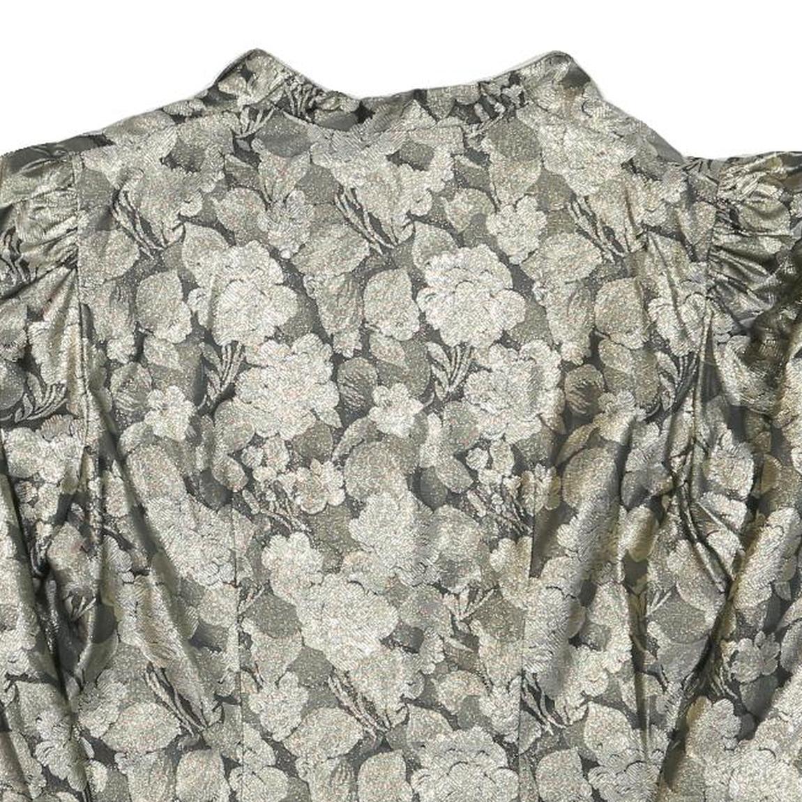 MEICO Womens Grey & Silver Floral Jacquard Classic Jacket M Polyester Blend Puff