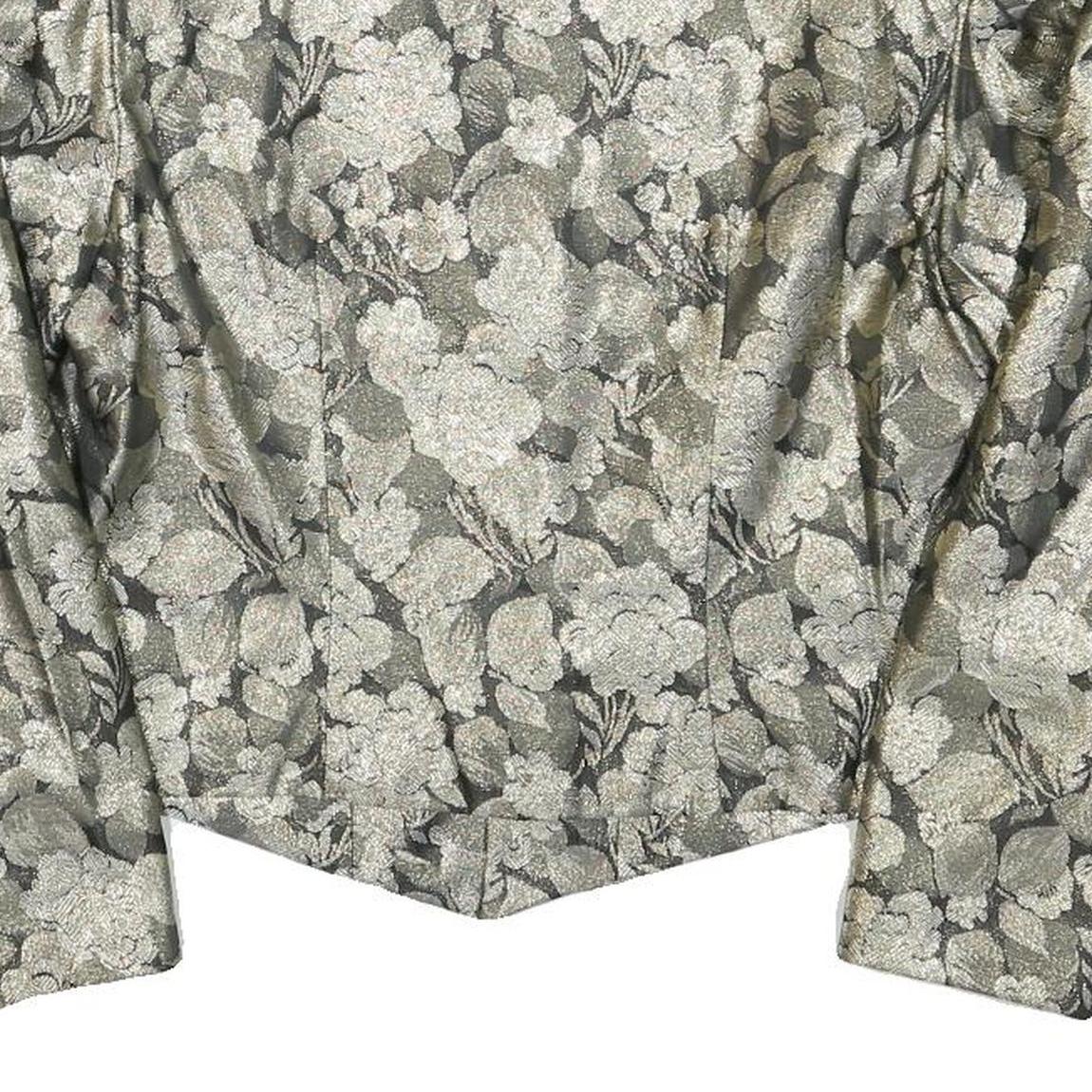 MEICO Womens Grey & Silver Floral Jacquard Classic Jacket M Polyester Blend Puff