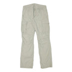 Mens Cotton Blend Beige Regular Fit Zip Cargo Trousers W30 L31 Utility Pockets