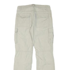 Mens Cotton Blend Beige Regular Fit Zip Cargo Trousers W30 L31 Utility Pockets