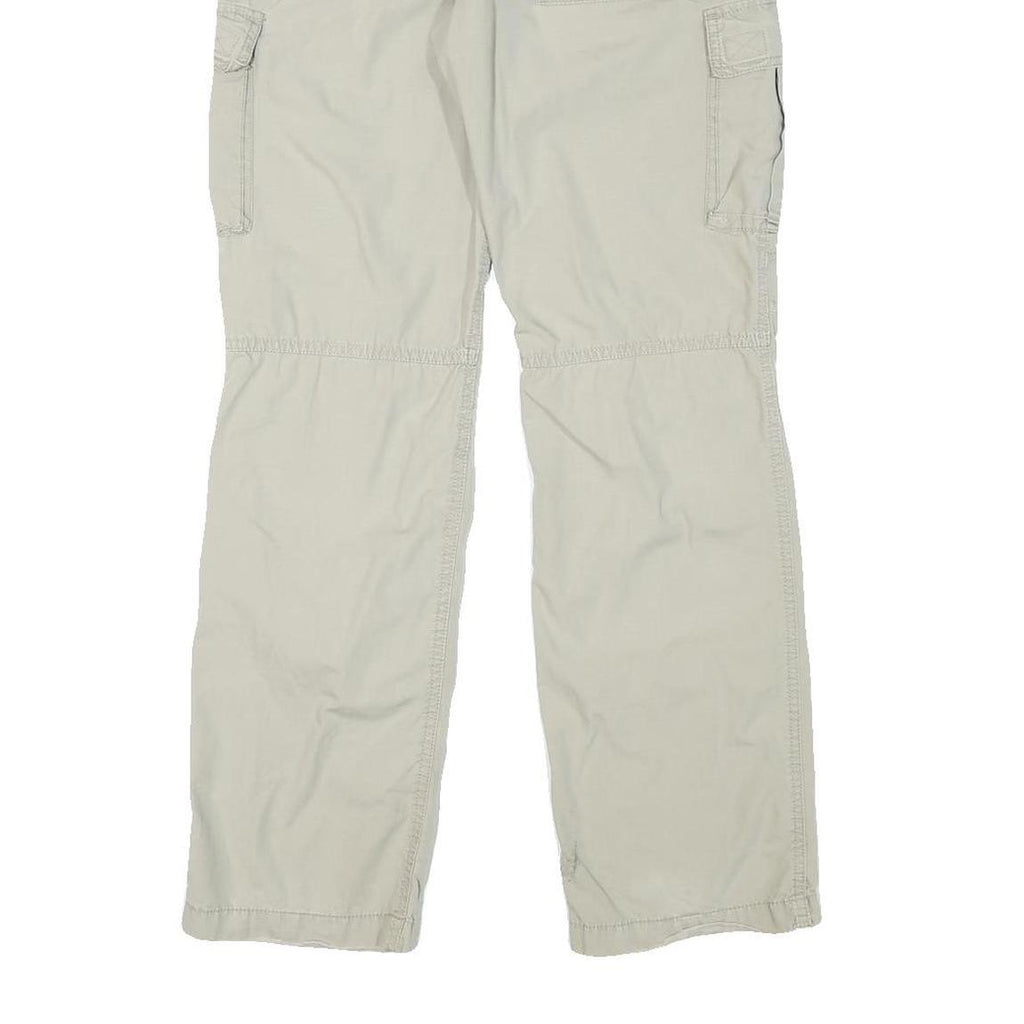 Mens Cotton Blend Beige Regular Fit Zip Cargo Trousers W30 L31 Utility Pockets