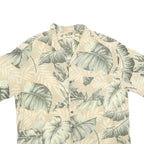 PAVANA JACK Mens Beige & Green Rayon XL Tropical Leaf Print Shirt Summer Casual