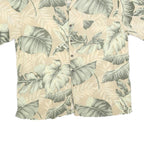 PAVANA JACK Mens Beige & Green Rayon XL Tropical Leaf Print Shirt Summer Casual
