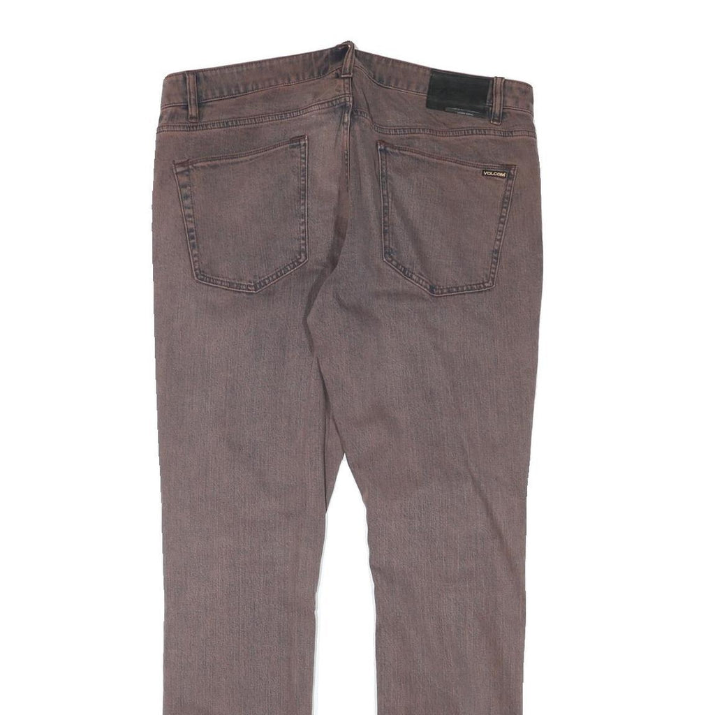 VOLCOM Mens Slim Brown Denim Jeans Zip W37 L33 Casual Stylish Cotton Blend