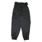 ZARA Womens Polyester Blend Black Relaxed Tapered Trousers W26 L26 Belted Cargo