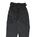 ZARA Womens Polyester Blend Black Relaxed Tapered Trousers W26 L26 Belted Cargo