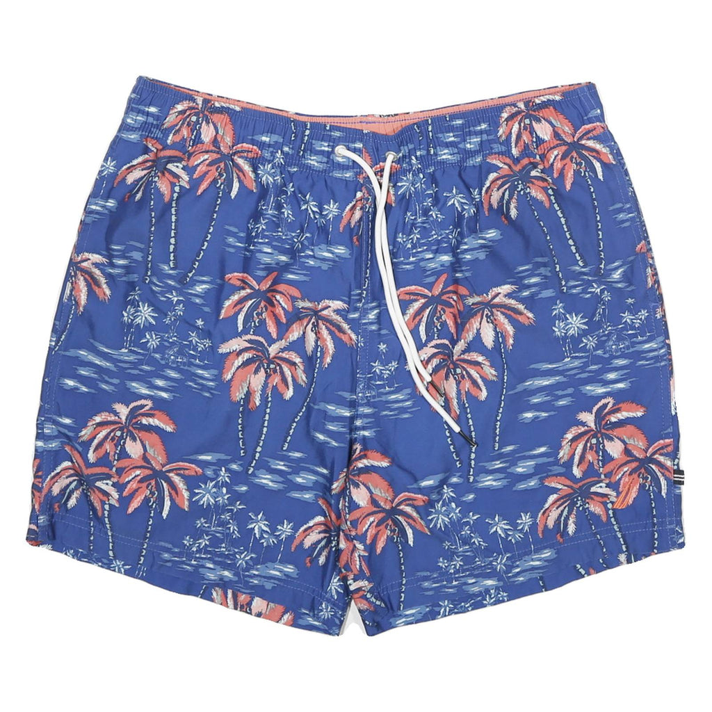 NAUTICA Mens Shorts Blue & Coral Palm Tree Print L W32 Summer Beach Swimwear