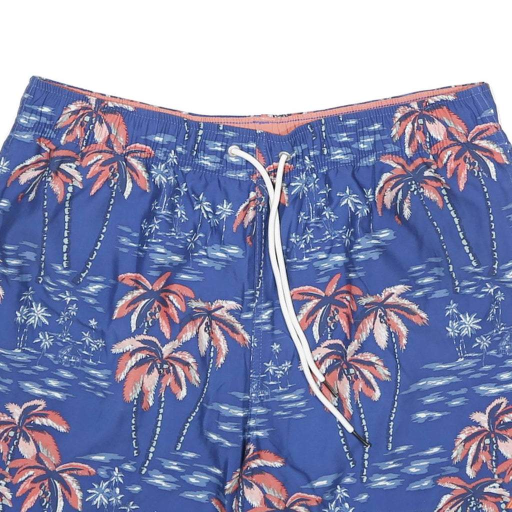 NAUTICA Mens Shorts Blue & Coral Palm Tree Print L W32 Summer Beach Swimwear