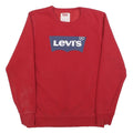LEVI'S Boys Red XL Sweatshirt Cotton Blend Crew Neck Logo Print Pullover