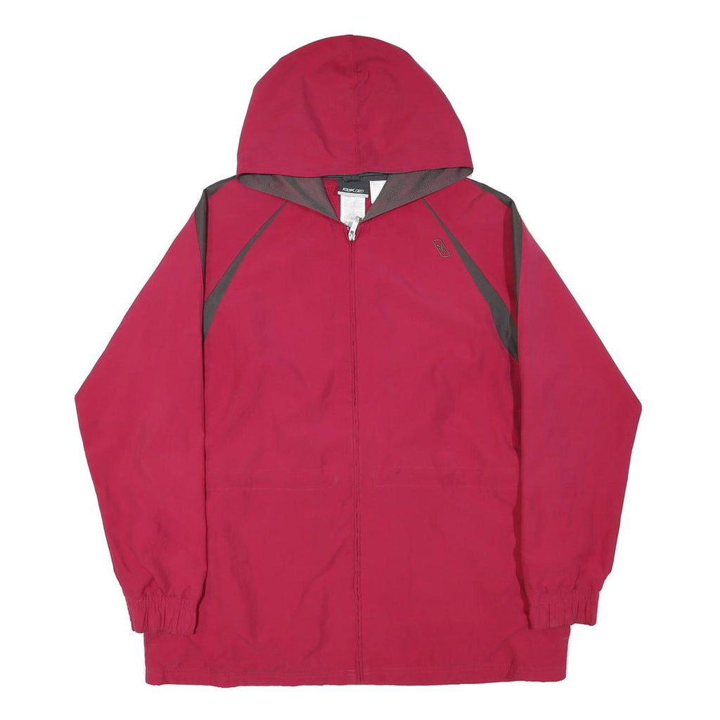 REEBOK Mens Red & Grey Zip Hooded Jacket XL Polyester Blend Athletic Fit