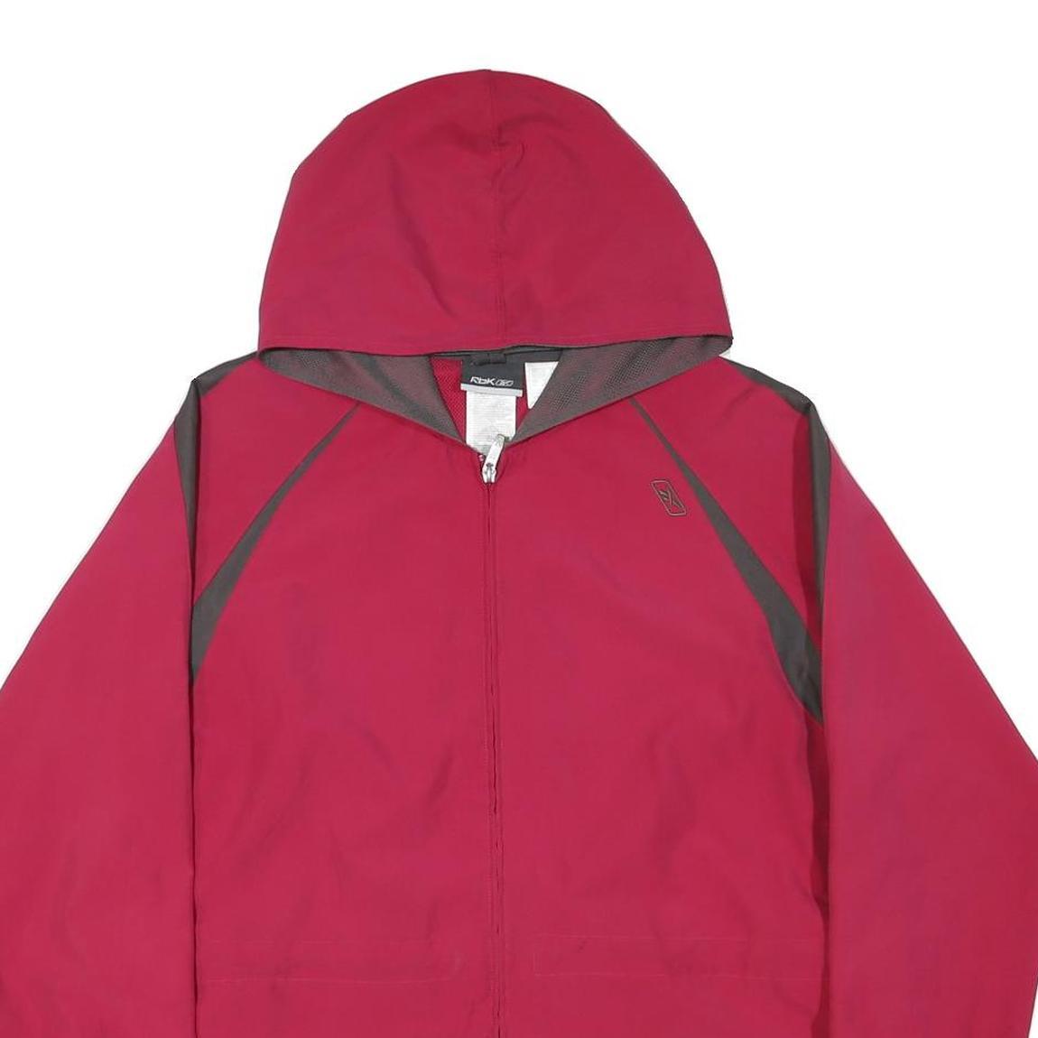 REEBOK Mens Red & Grey Zip Hooded Jacket XL Polyester Blend Athletic Fit