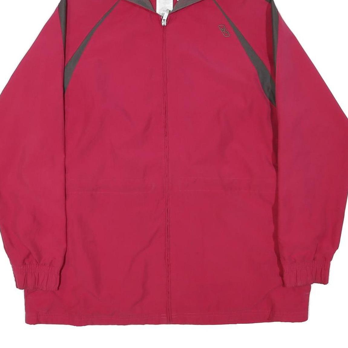 REEBOK Mens Red & Grey Zip Hooded Jacket XL Polyester Blend Athletic Fit