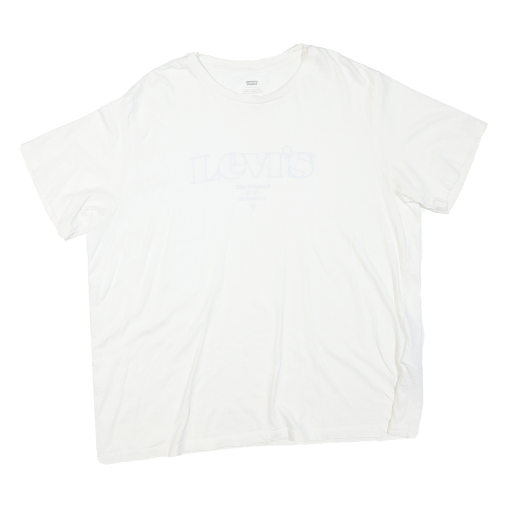 LEVI'S Mens White Graphic T-Shirt XL Short Sleeve Crew Neck Cotton Blend Casual