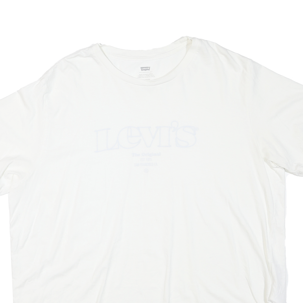 LEVI'S Mens White Graphic T-Shirt XL Short Sleeve Crew Neck Cotton Blend Casual