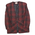 SELINAS SEASON Womens Red & Black Check Wool Blend Button Jacket M
