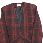 SELINAS SEASON Womens Red & Black Check Wool Blend Button Jacket M