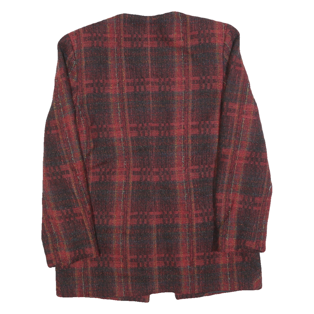 SELINAS SEASON Womens Red & Black Check Wool Blend Button Jacket M