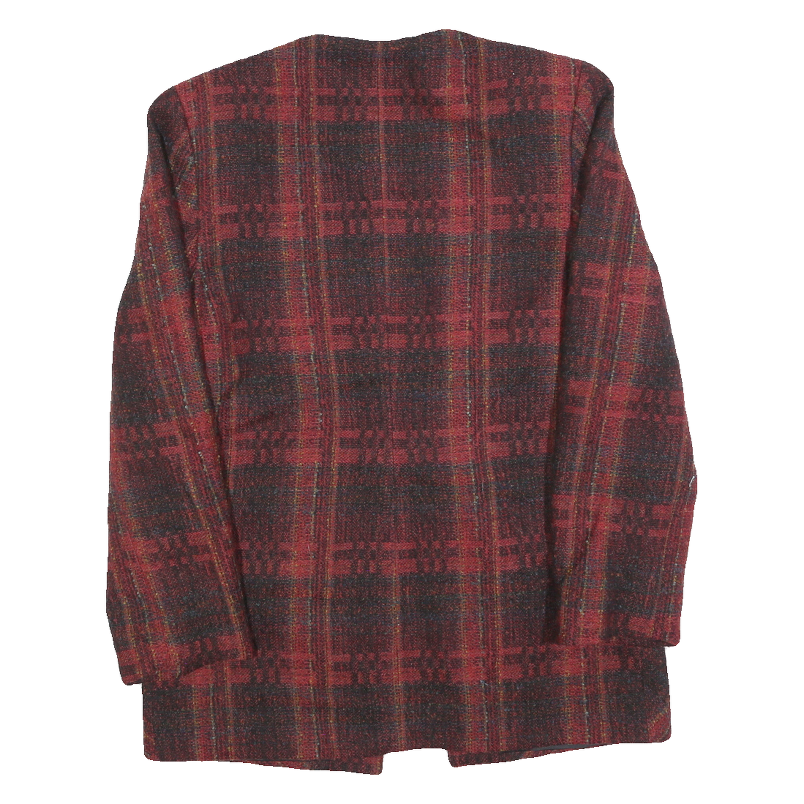 SELINAS SEASON Womens Red & Black Check Wool Blend Button Jacket M