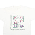 SCREEN STARS Mens White Graphic T-Shirt L Short Sleeve Crew Neck Puzzle Design