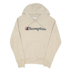 CHAMPION Mens Beige Hoodie M Cotton Blend Pullover Logo Sweatshirt