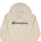CHAMPION Mens Beige Hoodie M Cotton Blend Pullover Logo Sweatshirt