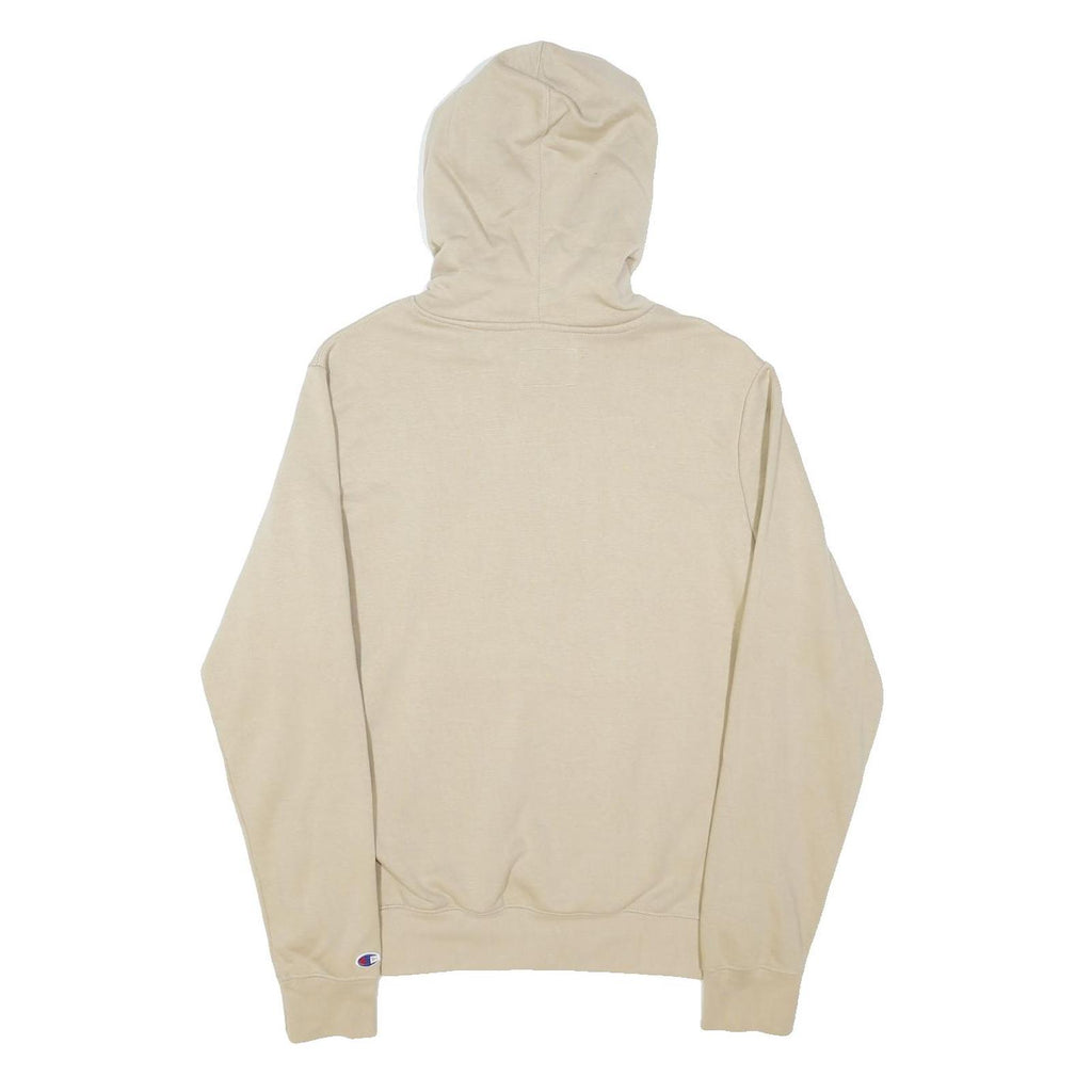 CHAMPION Mens Beige Hoodie M Cotton Blend Pullover Logo Sweatshirt