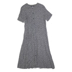 NORTON MCNAUGHTON Womens Blue & White Geometric Day Dress Polyester Short Sleeve