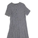 NORTON MCNAUGHTON Womens Blue & White Geometric Day Dress Polyester Short Sleeve