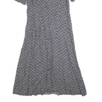 NORTON MCNAUGHTON Womens Blue & White Geometric Day Dress Polyester Short Sleeve