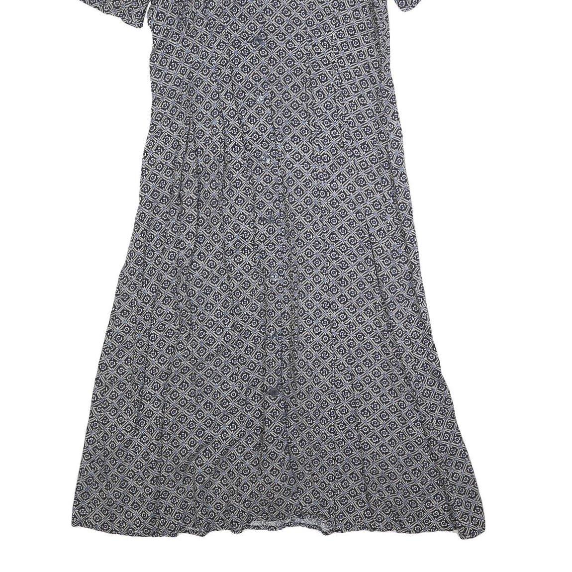 NORTON MCNAUGHTON Womens Blue & White Geometric Day Dress Polyester Short Sleeve