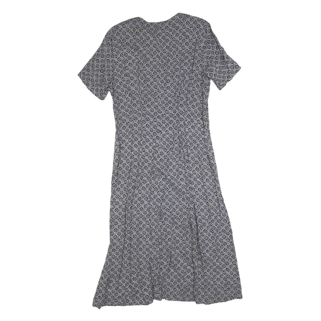 NORTON MCNAUGHTON Womens Blue & White Geometric Day Dress Polyester Short Sleeve