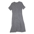 NORTON MCNAUGHTON Womens Blue & White Geometric Day Dress Polyester Short Sleeve