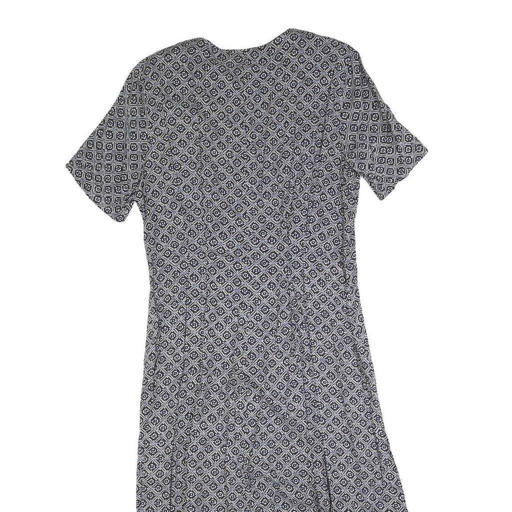 NORTON MCNAUGHTON Womens Blue & White Geometric Day Dress Polyester Short Sleeve