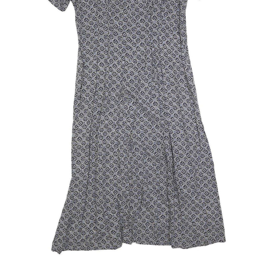 NORTON MCNAUGHTON Womens Blue & White Geometric Day Dress Polyester Short Sleeve