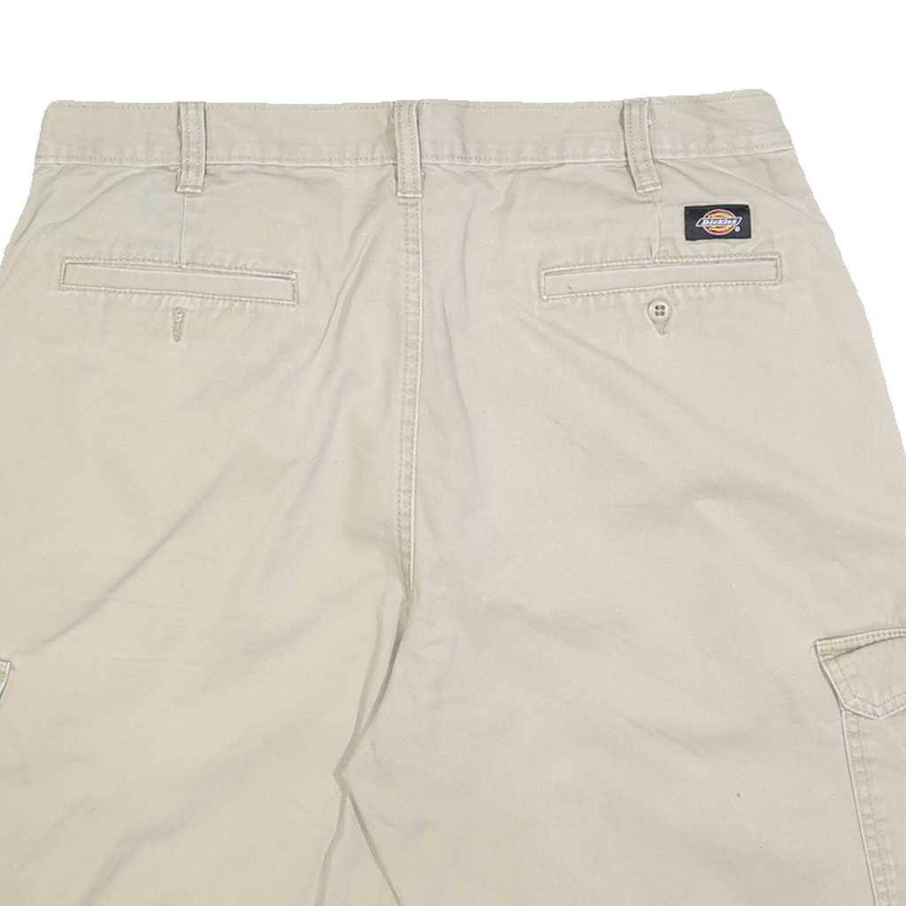DICKIES Mens Beige Cargo Shorts L W36 Cotton Blend Workwear Comfortable Fit
