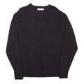 CALVIN KLEIN JEANS Mens Black Plain Wool Pullover V-Neck M Jumper