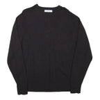 CALVIN KLEIN JEANS Mens Black Plain Wool Pullover V-Neck M Jumper