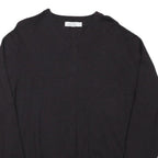 CALVIN KLEIN JEANS Mens Black Plain Wool Pullover V-Neck M Jumper