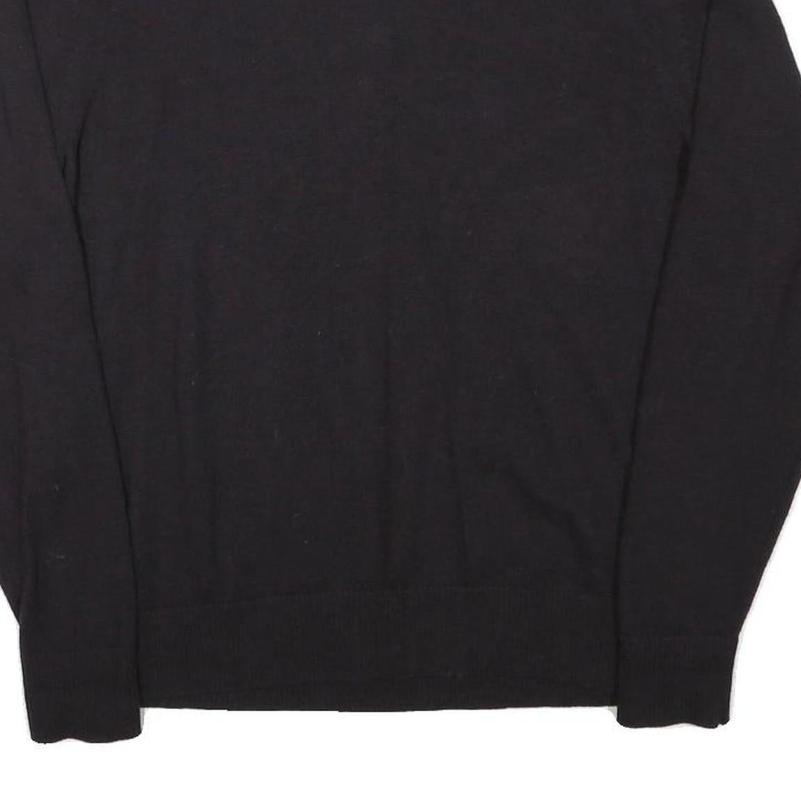 CALVIN KLEIN JEANS Mens Black Plain Wool Pullover V-Neck M Jumper